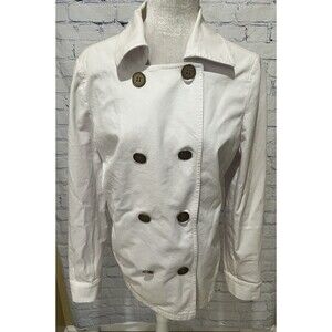 Doncaster Sport White Denim Double Breasted Cotton Blend Jacket Size 14